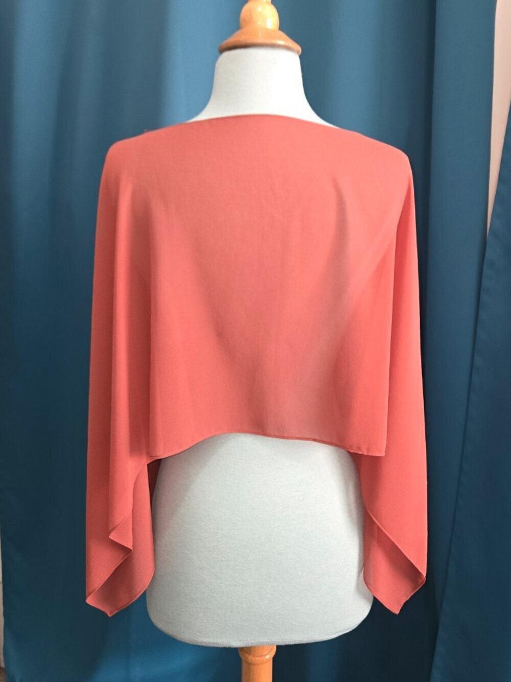 White House Black Market Rust Chiffon Sheer Flowing Poncho Top S/M - Picture 3 of 8
